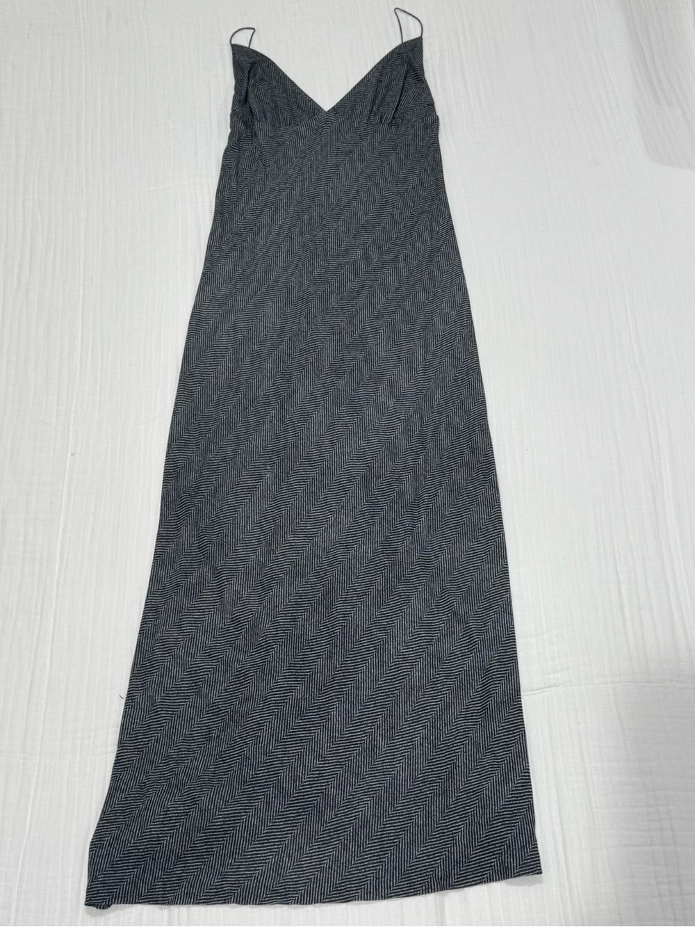 Yigal Azrouel Black Herringbone Maxi Slip Dress